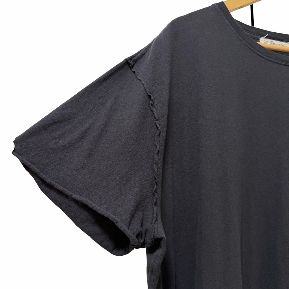 We The Free Womens Oversized Boxy Cotton Crewneck T Shirt Size L Black Boho - Picture 3 of 9
